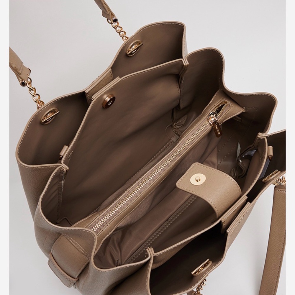 Anne Klein Bunnie Texture Shoulder Bag in Beige Tan Leather Tote Bag - Picture 5 of 13